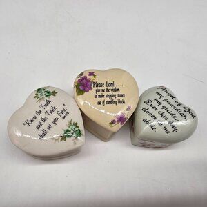 Heart Shaped Ceramic Keepsake Boxes With Inspirational Quotes & Floral Designs